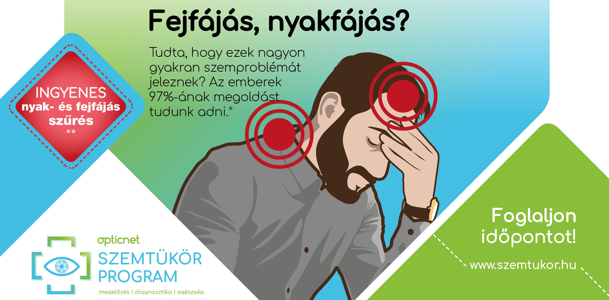 A megyében öt településen ingyenes szemvizsgálatokkal szűrik a nyak- és fejfájás okait